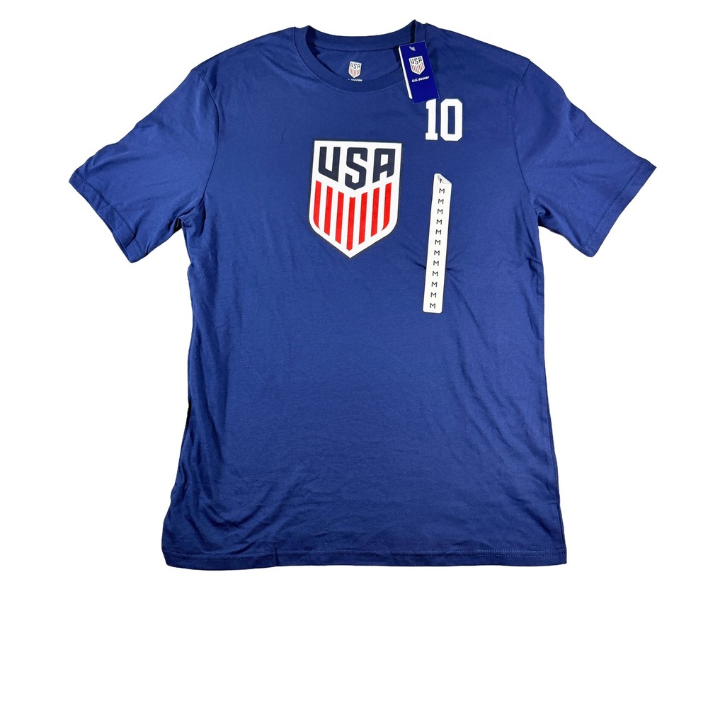 US Soccer Christian Pulisic #10 Mens T Shirt Size M Blue Graphic Tee 2026 NWT